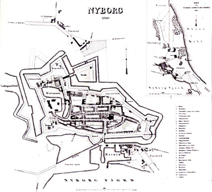 Kort over Nyborg fæstning 1860