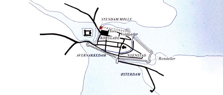 Kort over Nyborg fæstning 1550