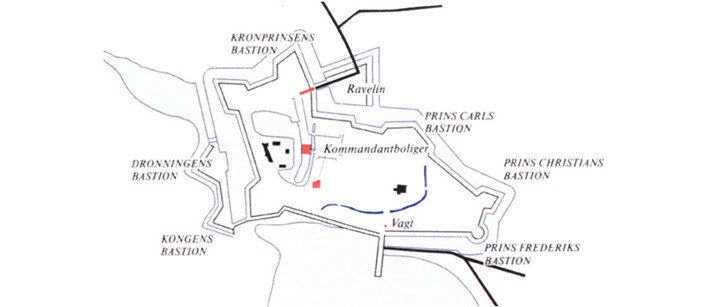 Kort over Nyborg anlæg 1750